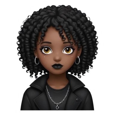 black girl with curly hair, emo makeup and clothes sticker