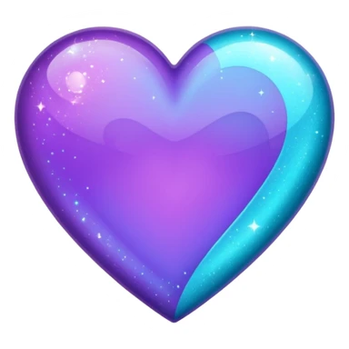 glitter purple and cian heart sticker