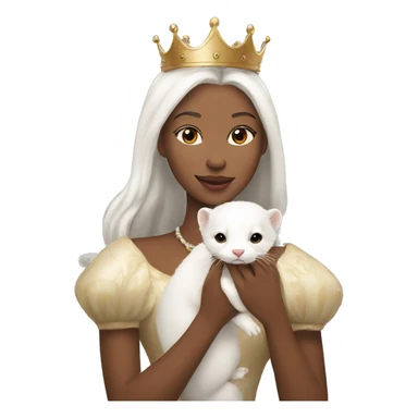 Queen holding a pet white ferret sticker