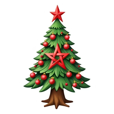 Christmas tree with pentagram on top and red berries on the tree sticker