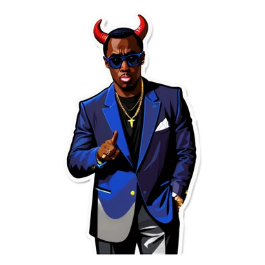 Sean Diddy Combs with Devil Horns sticker