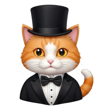 Um gato com gravata borboleta e usando uma Cartola sticker