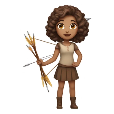 girl with brown wavy hair, brown eyes, arrows and plump lips sticker