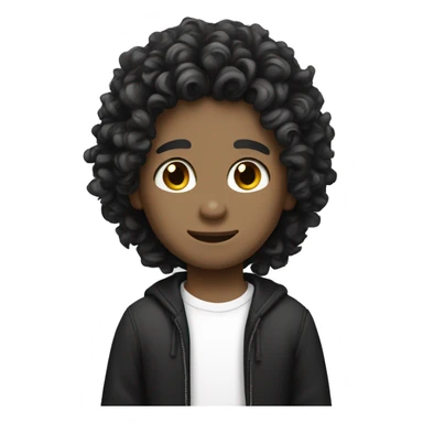 white skin boy with curly black long hair sticker
