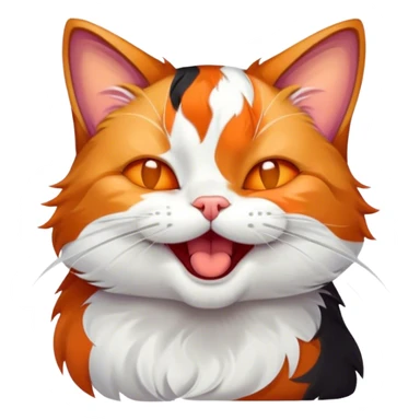 Cinematic Cute Yawning Calico Cat Portrait Emoji, Head tilted mid-yawn with a charming, relaxed expression, showcasing a soft patchwork fur of vibrant orange, black, and white, simplified yet irresistibly adorable, highly detailed, glowing with a cozy, gentle radiance, high shine, exuding sleepy yet endearing charm, styled with a soft glowing outline, capturing the essence of a calico cat caught in a delightful yawn that seems ready to cuddle up for a nap! sticker