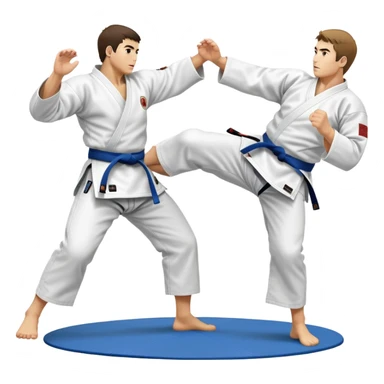 Two judo practitioners in traditional gi, one executing a powerful throw while the other is countering with a defensive move. The background features a judo mat and a focused dojo atmosphere. Transparent background highlights the precision and technique of judo. sticker