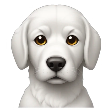 perrito peludo color blanco con casco militar sticker