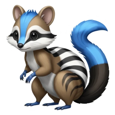 Black/White/Blue Skunk-Vernid-Trico-Furret-Numbat-animal-fusion (full body) sticker