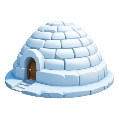 A traditional snow igloo on a vast snowy plain under a clear blue sky. Soft sunlight casts gentle shadows across the snow. The igloo has a small entrance tunnel and compacted snow blocks forming its dome. Realistic Arctic environment, calm winter feeling. Negative: Background transparent. sticker