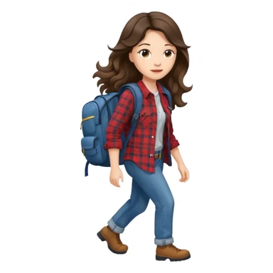 aestethic brunette long wavy hair walking with a backpack sticker