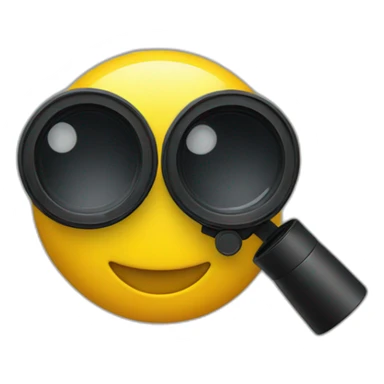 A yellow smile emoji looking something through binoculars  sticker