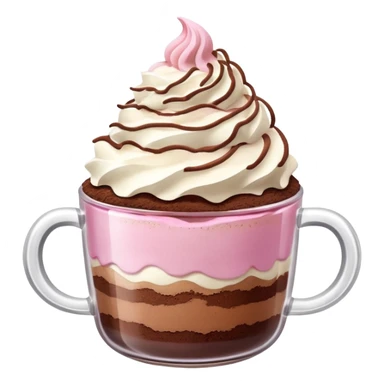 tiramisù dessert in a cup with pink cream on top sticker