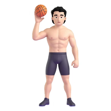shirtless male athlete with white skin and moderately curly black hair on top with shaved sides sticker
