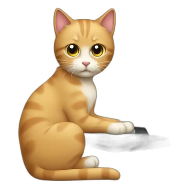 Cat typing infront of a pc sticker