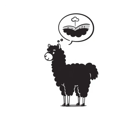an alpaca thinking sticker