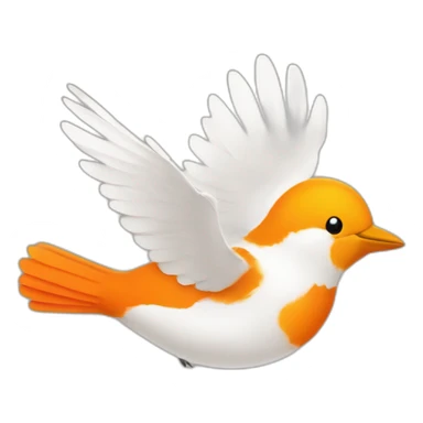An orange and white bird flying over another orange and white bird sticker