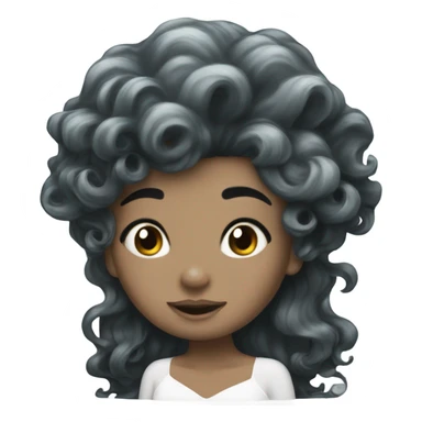 White mermaid with curly black hair  sticker
