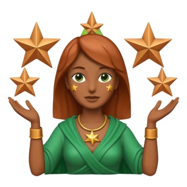 copper green female statue holding up 3 stars in a triangle sticker