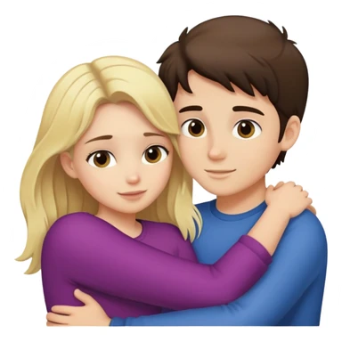 Blonde girl hugging brunette boy sticker