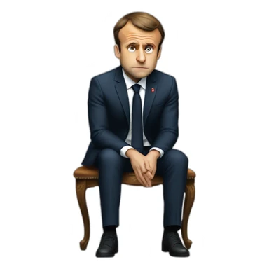 Emmanuel macron sad crying full body sitting sticker