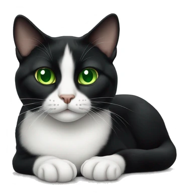 Tuxedo Cat with green eyes laying down sticker