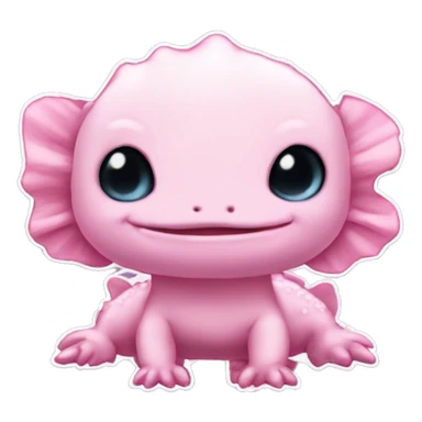 aesthetic pink cute axolotl stitch chibi sticker