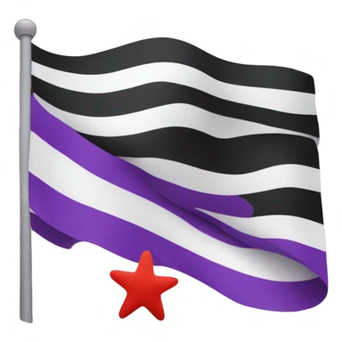 A flag emoji of a horizontal tricolor of black, white, and purple. In the center of the flag is a red five-pointed star sticker