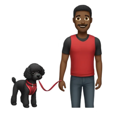 Black and red man holding a poodle on a leash sticker