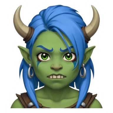 ork woman with blue hair sticker