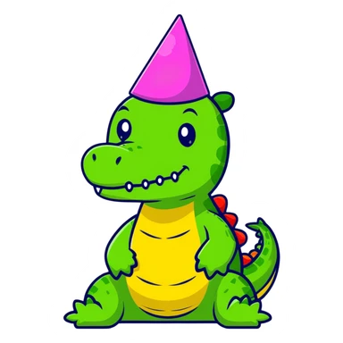 crocodile wearing a party hat sticker