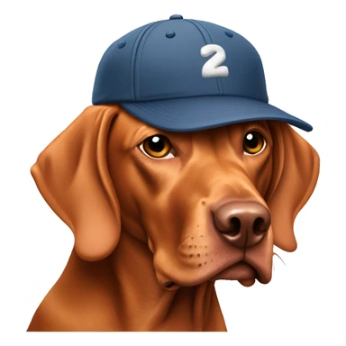 magyar vizsla with baseball cap sticker