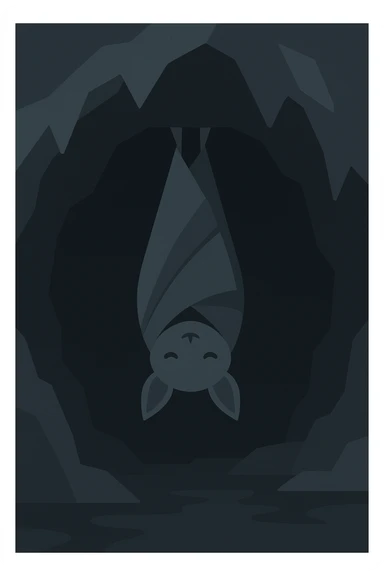 Flat design style bat in the cave sticker