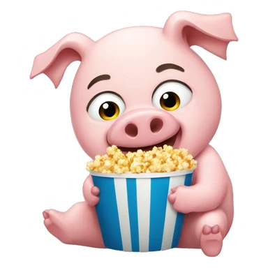 Pig eating popcorn sticker