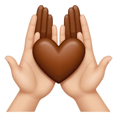 deux mains qui forment un coeur, une main blanche et une main marron sticker