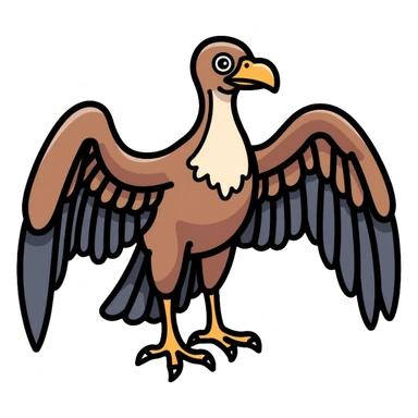 realistic vulture with spread wings, detailed feathers and characteristic head sticker