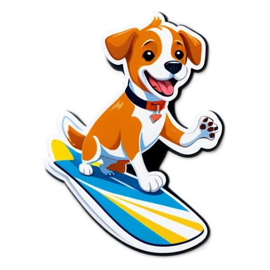 Dog surfing sticker