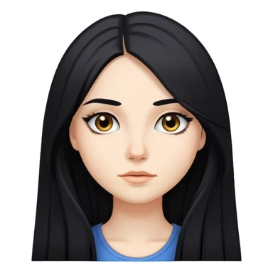 cara fina, cabello negro largo, delgada sticker