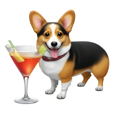 Corgi drinking a martini sticker