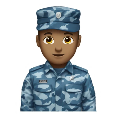Blue camouflage uniform light skin boy sticker
