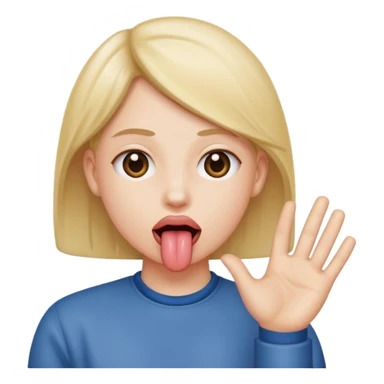 tongue out with hands beside  sticker