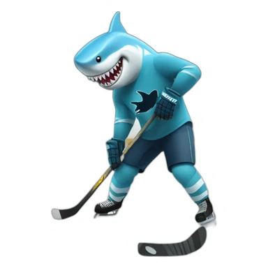 Shark playing hockey  sticker
