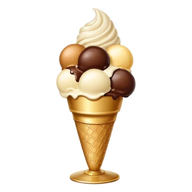 Ice cream 2 balls in a beige and gold plate sticker
