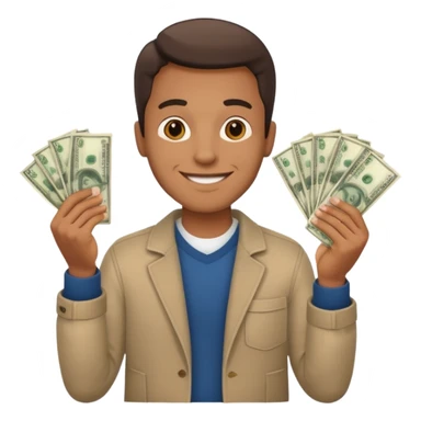 an American man with money in his hands, wearing regular clothes sticker