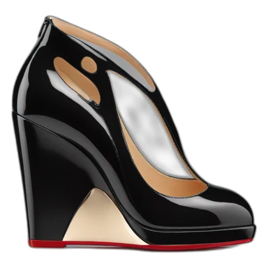WEDGE heel LOUBOUTIN black leather PATENT sticker