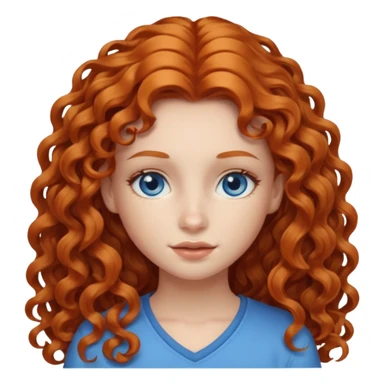Girl with long ginger curly hair and blue eyes sticker
