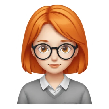 orangehaired shy nerd girl with round glasses sticker