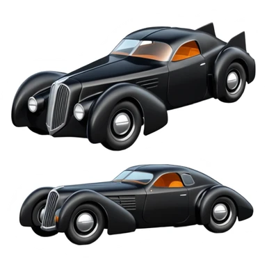  the animated series aerodynamic futuristic Batmobile loosely based on 1936 cord 812 (flat long faceted body) stealthy understated hot rod  sticker