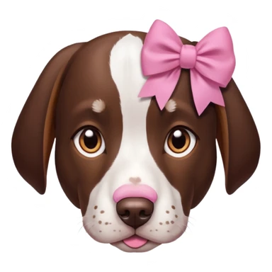 Brown and white gsp dog face with pink bow sticker
