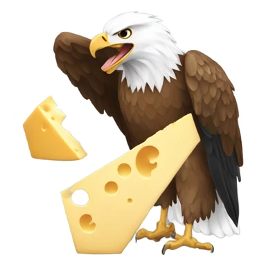 Eagle eating a wedge of cheese sticker