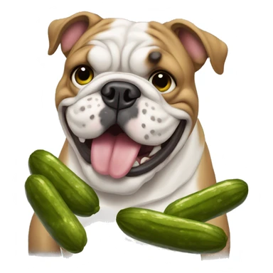 a bulldog eating pickles sticker